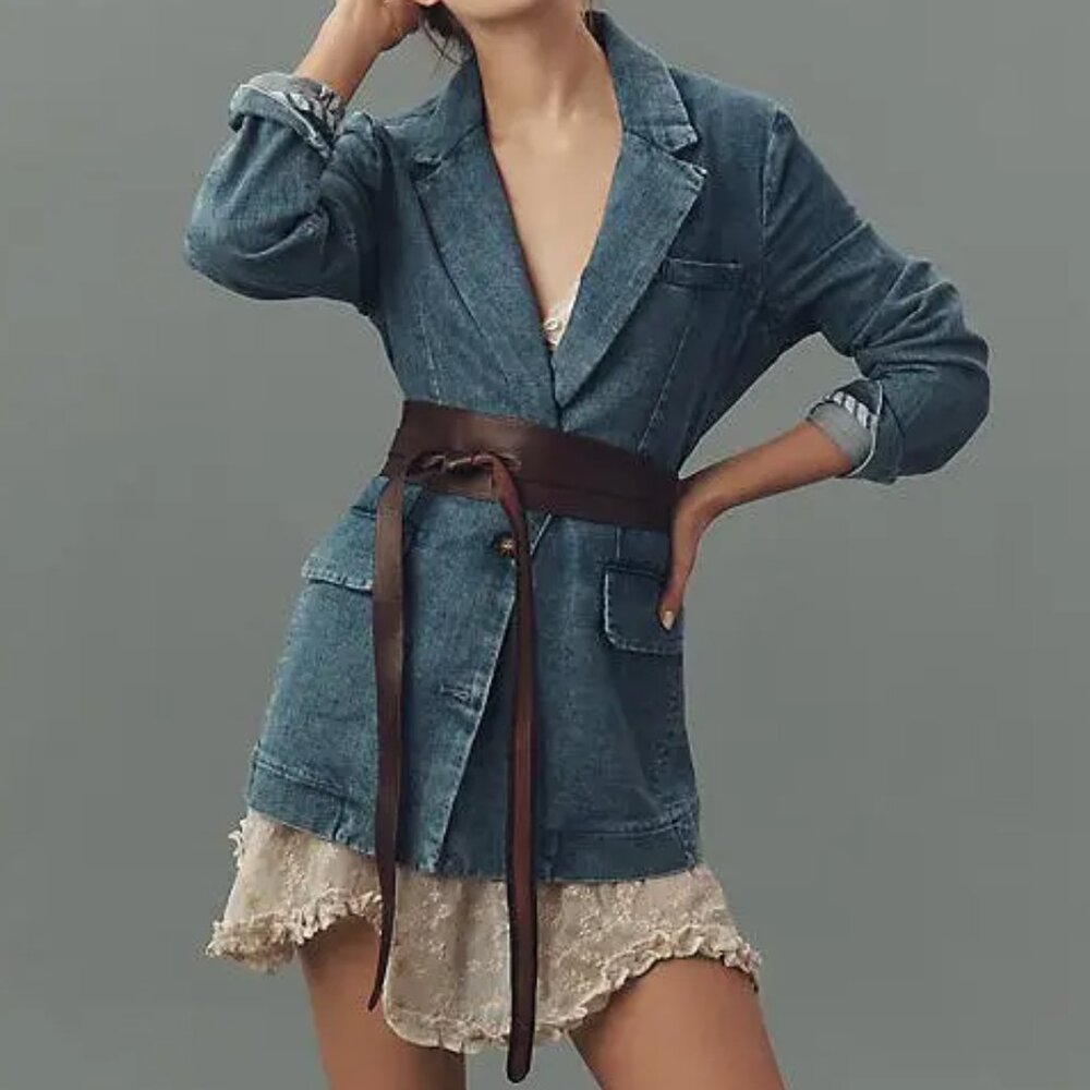 LIKE NEW! Anthropologie Maeve Oversized Denim Blazer Size Small